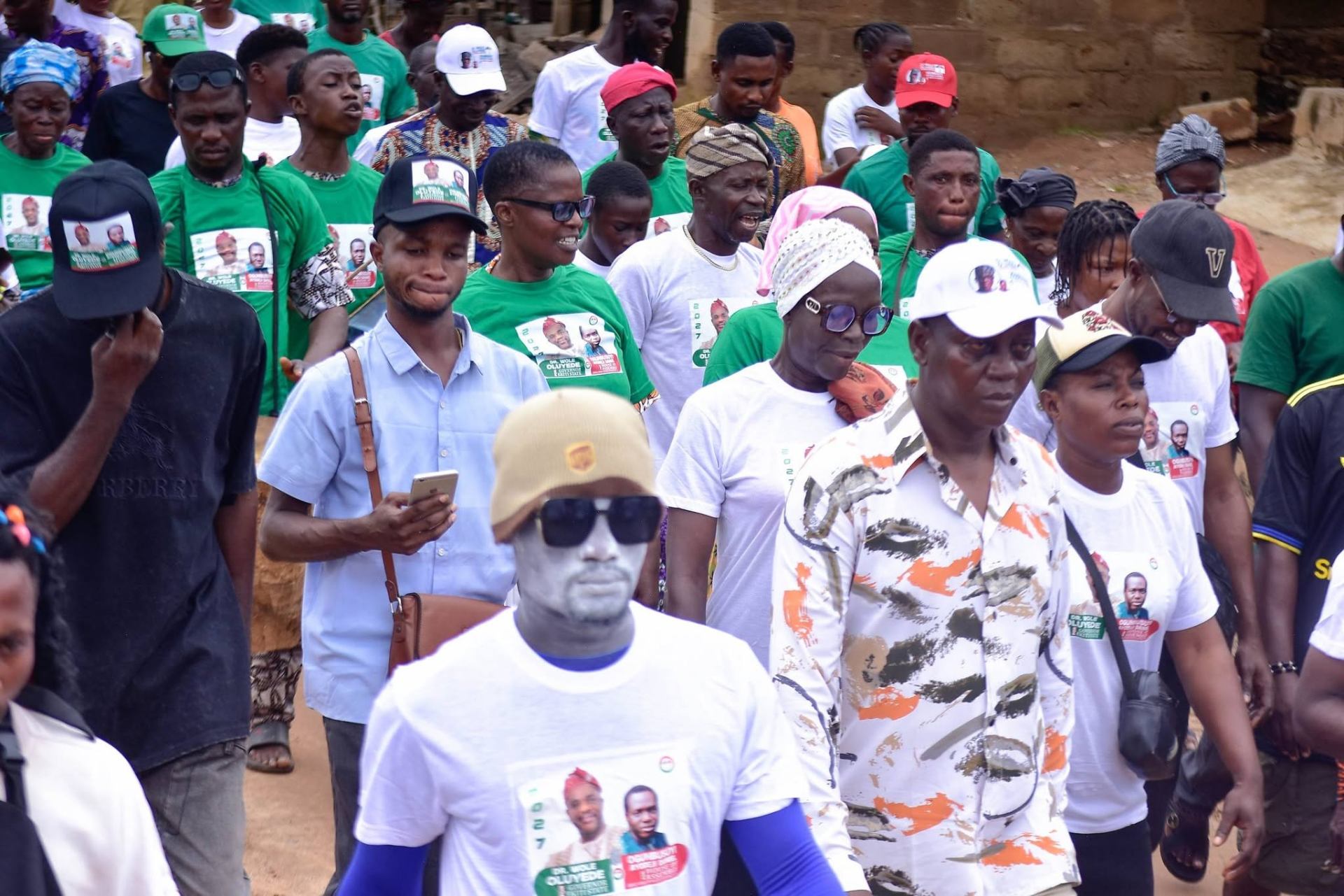Marching with supporters